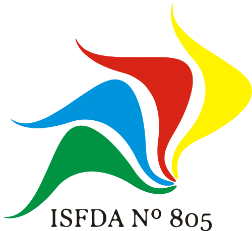 Isologotipo del ISFDA N° 805: cuatro formas orgánicas de color verde, cian, rojo y amarillo, con las siglas ISFDA Nº 805